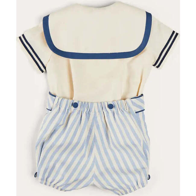 Regency Stripe Mariner Collar Two Piece Set With Bloomers in Blue