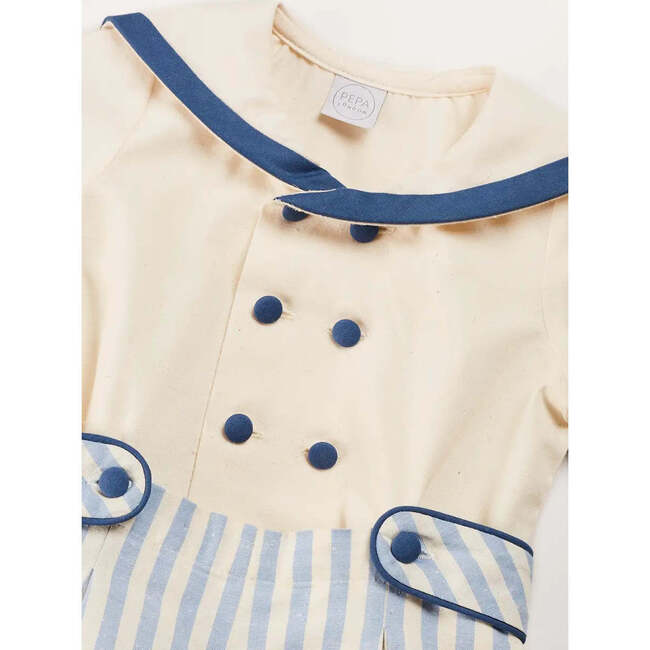 Regency Stripe Mariner Collar Two Piece Set With Bloomers in Blue