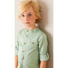 Plain Mao Collar Long Sleeve Shirt in Green - Shirts - 2