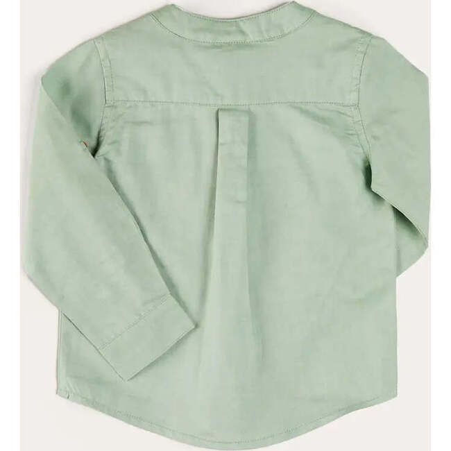 Plain Mao Collar Long Sleeve Shirt in Green - Shirts - 3
