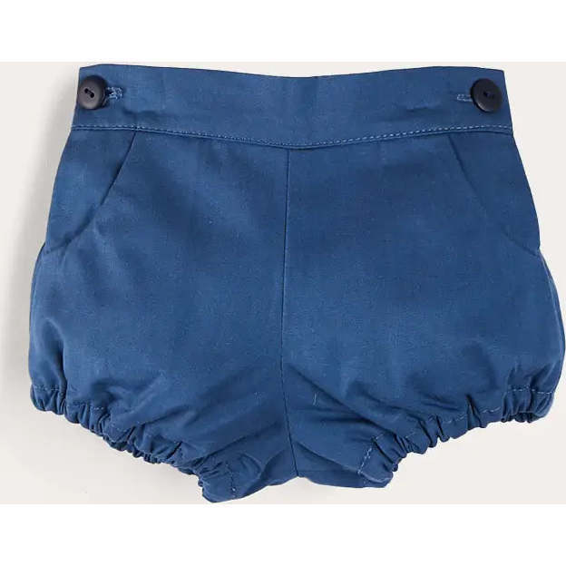 Plain Button Detail Bloomers in Blue