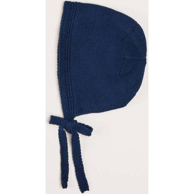 Openwork Knitted Bonnet in Navy