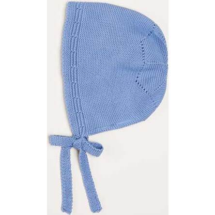 Openwork Knitted Bonnet in Blue