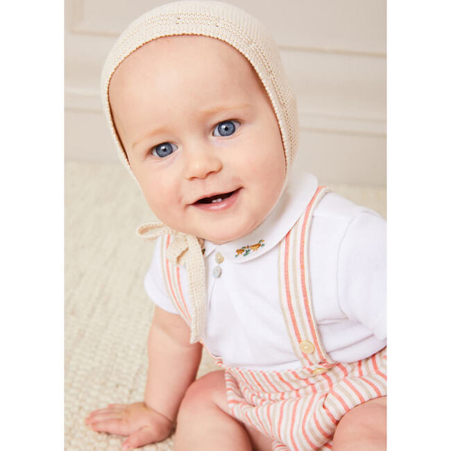 Openwork Knitted Bonnet in Beige - Hats - 2