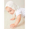 Openwork Cotton Knitted Bonnet in Cream - Hats - 3