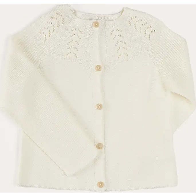 Openwork Cotton Cardigan in Cream - Cardigans - 1