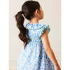 Olivia Floral Smocked Ruffle Collar Sleeveless Dress in Blue - Dresses - 4
