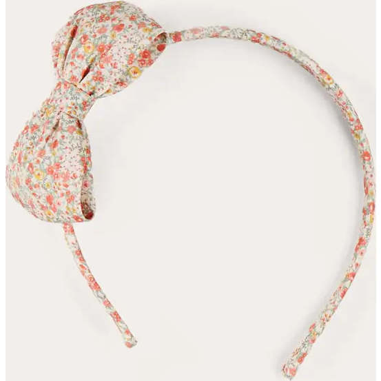 Mabel Floral Hairband in Coral