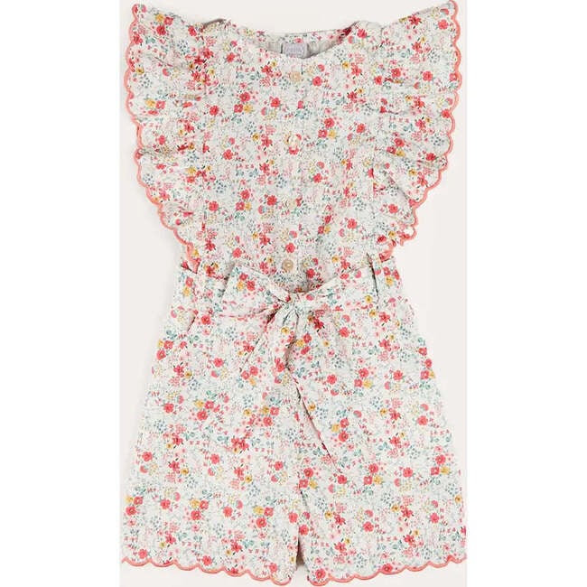 Louisa Floral Ruffle Detail Playsuit in Pink