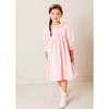 Gingham Smocked Ruffle Collar Long Sleeve Dress in Coral - Dresses - 2