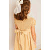 Hand Smocked Peter Pan Collar Short Sleeve Dress in Beige - Dresses - 3