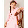 Gingham Smocked Ruffle Collar Long Sleeve Dress in Coral - Dresses - 5