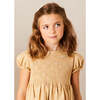 Hand Smocked Peter Pan Collar Short Sleeve Dress in Beige - Dresses - 7