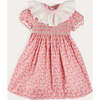 Emilia Floral Hand Smocked Ruffle Collar Short Sleeve Dress in Pink - Dresses - 1 - thumbnail