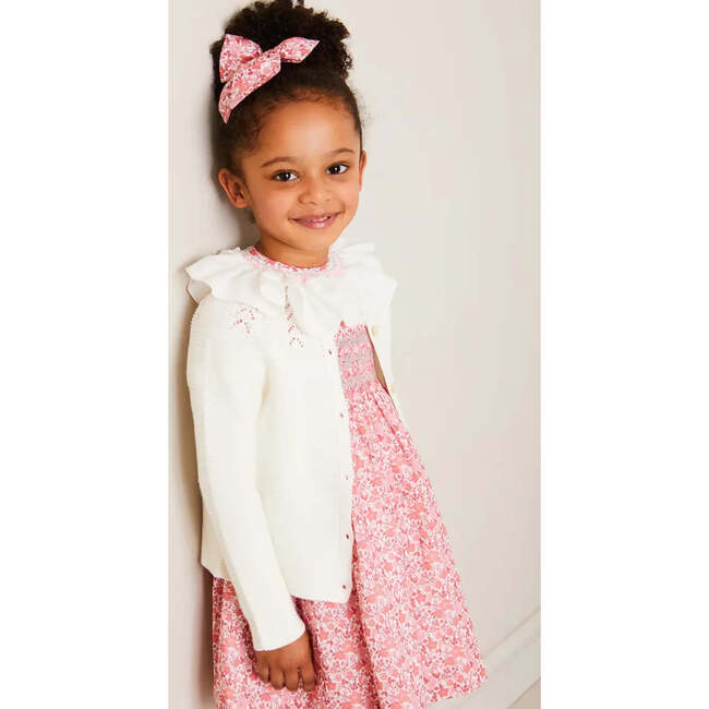 Emilia Floral Hand Smocked Ruffle Collar Short Sleeve Dress in Pink - Dresses - 2