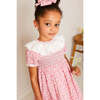 Emilia Floral Hand Smocked Ruffle Collar Short Sleeve Dress in Pink - Dresses - 4