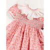 Emilia Floral Hand Smocked Ruffle Collar Short Sleeve Dress in Pink - Dresses - 7
