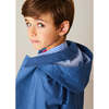 Double Breasted Coat With Detachable Hood in Blue - Raincoats - 4