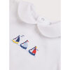 Embroidered Boat Motif Peter Pan Collar Bodysuit in White - Onesies - 5