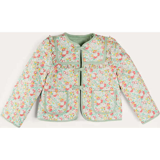 Clementine Floral Quilted Reversible Jacket in Coral