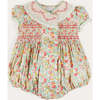 Clementine Floral Hand Smocked Double Breasted Short Sleeve Romper in Coral - Rompers - 1 - thumbnail