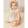 Clementine Floral Hand Smocked Double Breasted Short Sleeve Romper in Coral - Rompers - 2