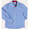 Carlisle Gingham Polo Collar Long Sleeve Shirt in Blue - Shirts - 1 - thumbnail