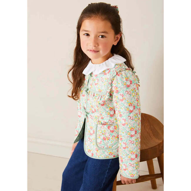 Clementine Floral Quilted Reversible Jacket in Coral - Jackets - 4