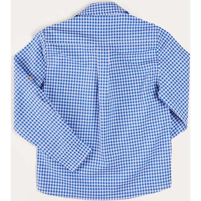 Carlisle Gingham Polo Collar Long Sleeve Shirt in Blue - Shirts - 3