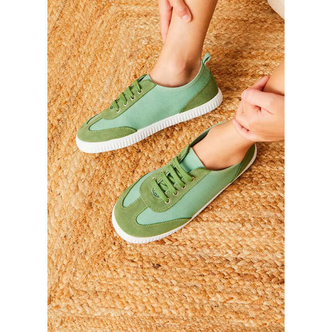 Canvas Lace Up Plimsols in Green - Sneakers - 2