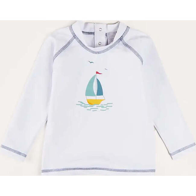 Boat Motif Long Sleeve Rashguard in Blue