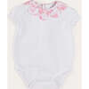 Audrey Toile Scallop Collar Short Sleeve Bodysuit in Pink - Onesies - 1 - thumbnail