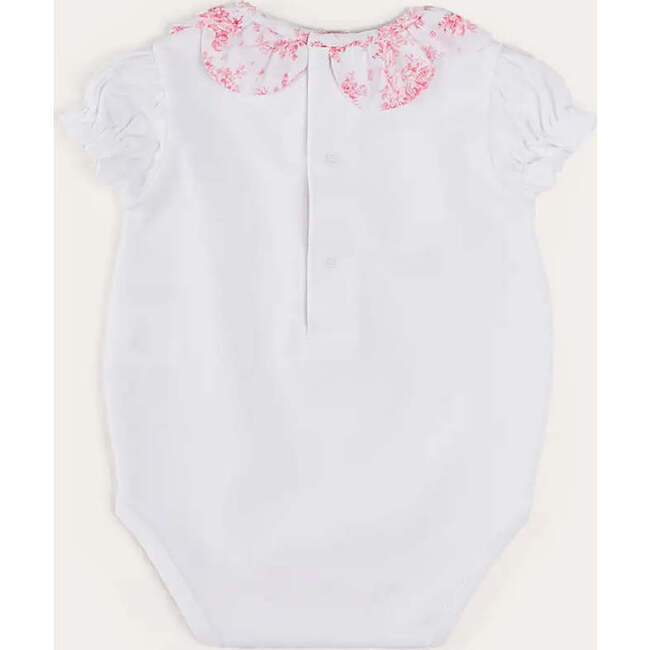 Audrey Toile Scallop Collar Short Sleeve Bodysuit in Pink - Onesies - 3