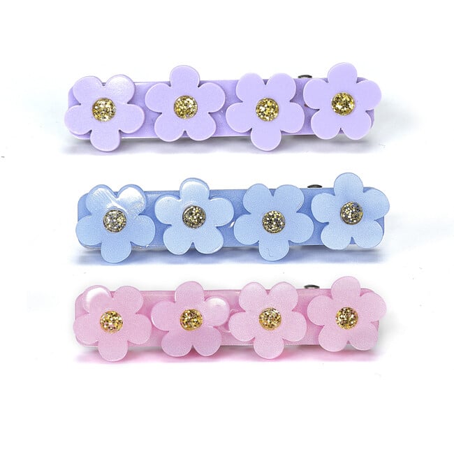 Flowers Blue Purple Pink Hair Clips - Hair Accessories - 1