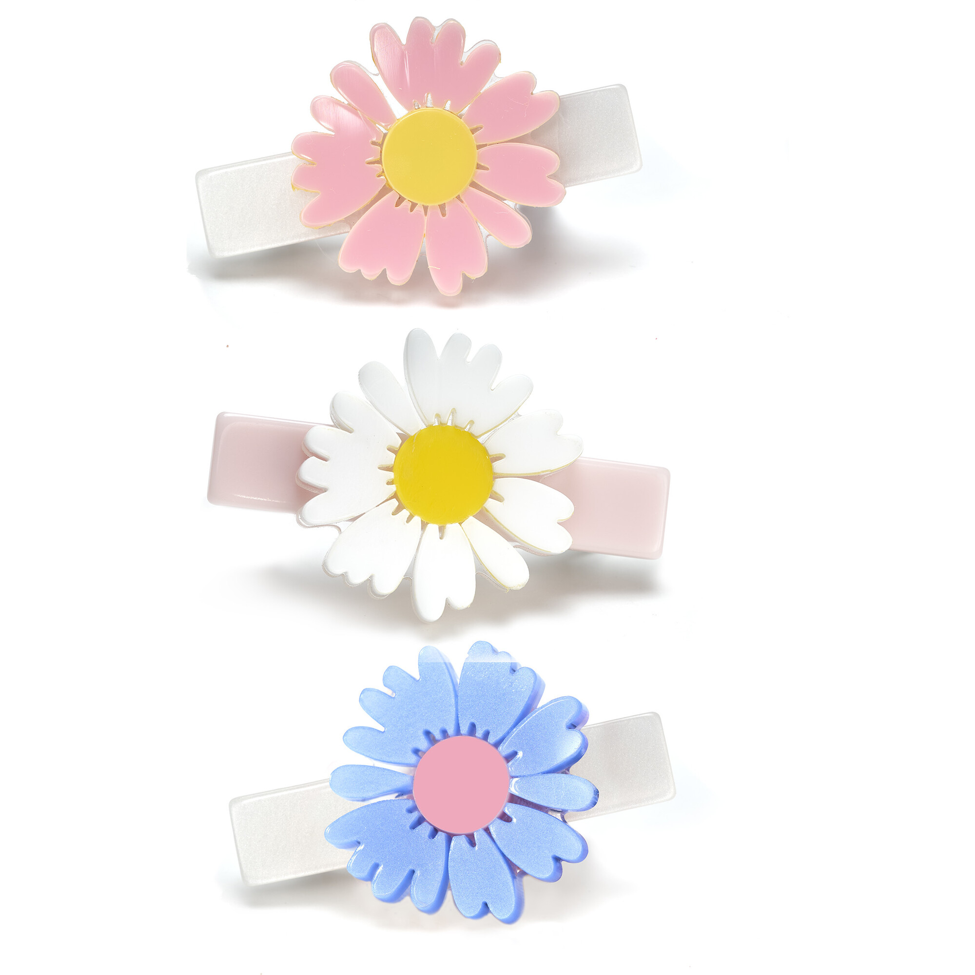 Daisies White Blue Pink Hair Clips - Hair Accessories - 1