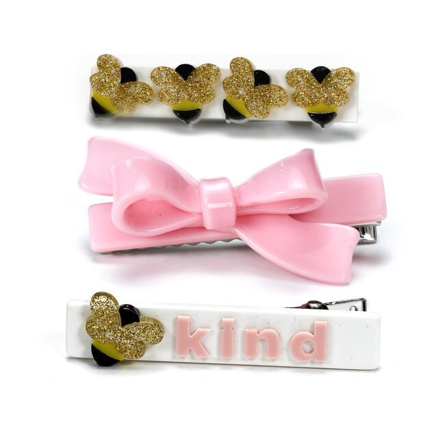 Bee Kind and Pink Bow Hair Clips - Hair Accessories - 1