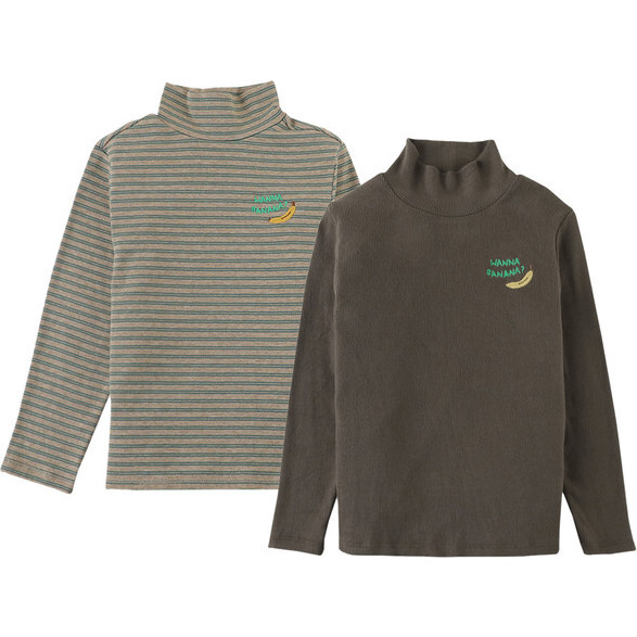 Boys Ribbed Jersey Mock Neck T-shirt Bundle, Multicolor - T-Shirts - 1
