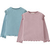 Baby Girls Long Sleeves Rib Top With Fringes & Lettuce Edge Details Bundle, Multicolor - Blouses - 1 - thumbnail