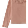 Baby  Girls Long Sleeves Ribbed Tee With Smocking On Ruffle Collar With Bucket Hat, Pink - Blouses - 5