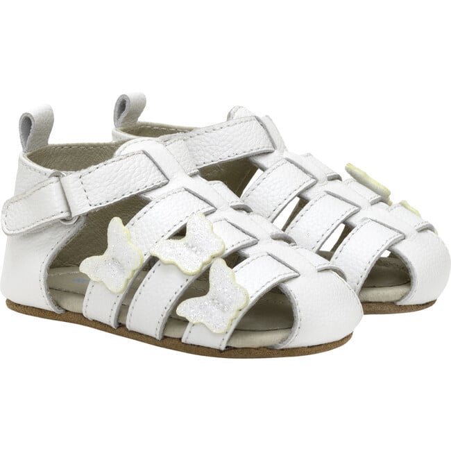 Mariposa White Leather Sandal