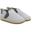 Harbor, Grey Seersucker Espadrille Soft Sole - Crib Shoes - 1 - thumbnail