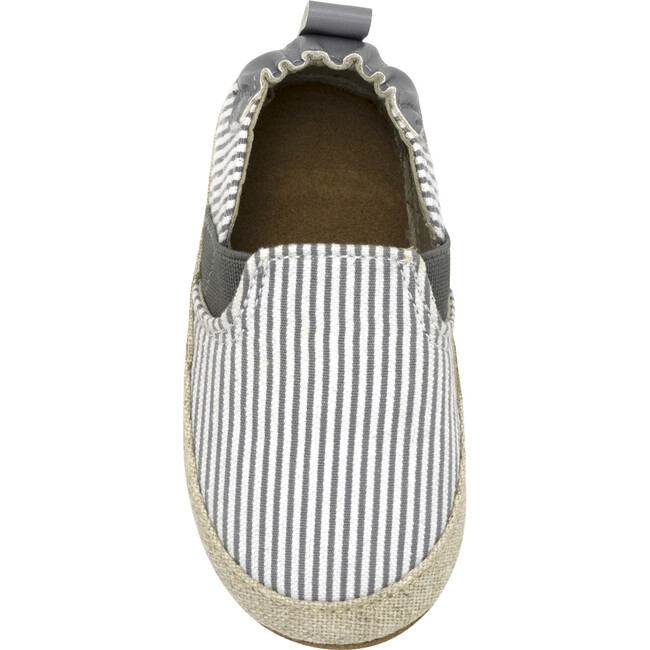 Harbor, Grey Seersucker Espadrille Soft Sole - Crib Shoes - 6