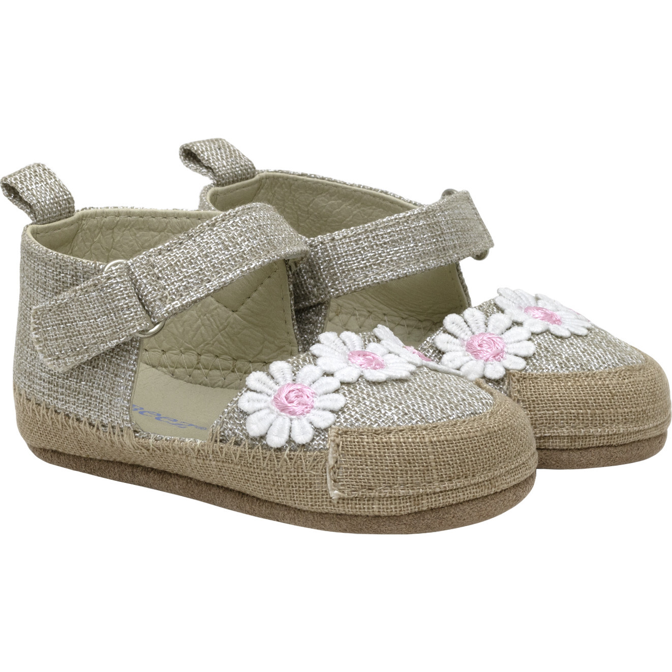 Daisies Tan Lurex Linen Espadrille First Kick - Espadrilles - 1