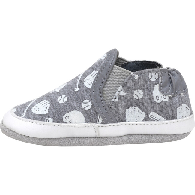 Baseball MVP Heather Grey Glow-in-the-dark Soft Sole - Crib Shoes - 3