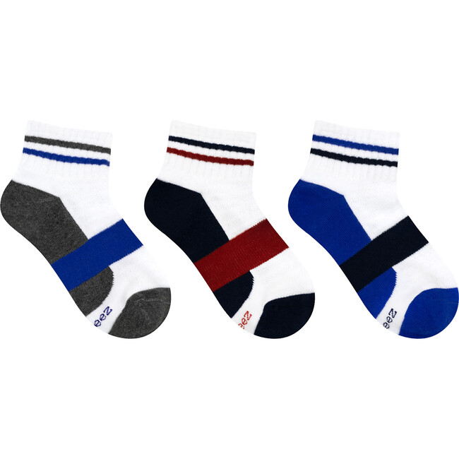 Athletic Qtr Assorted Kids 3pk Sock