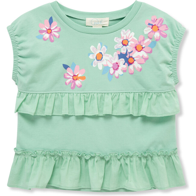 Tiered Embroidered Top, Green