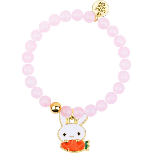 Bunny Gemstone Bracelet, Pink/Bunny Enamel Charm