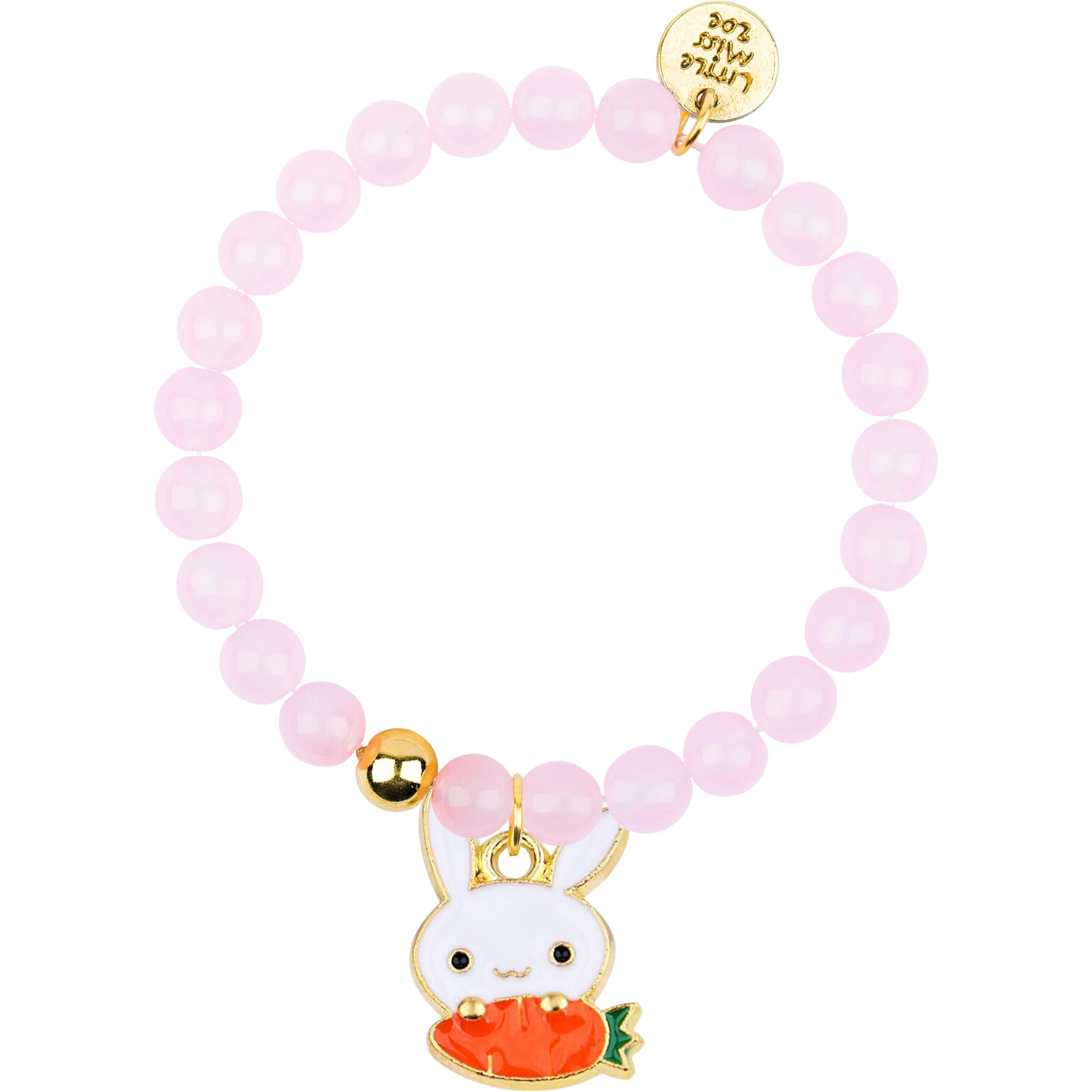 Bunny Gemstone Bracelet, Pink/Bunny Enamel Charm - Bracelets - 1