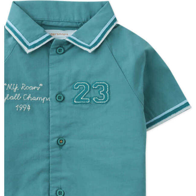 Baby Ansel Shirt With Tape Details, Green - Button Downs - 3