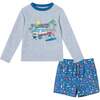 Kids Rashguard & Swim Trunk Set, Surfing Van - Swim Trunks - 1 - thumbnail